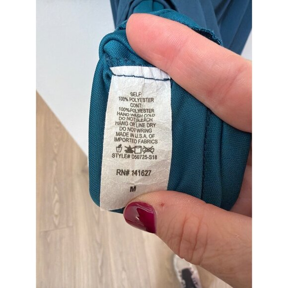 Altar'd State Womens Medium Teal Mini Dress With Crochet Sleeves & Elastic Waist - Picture 5 of 5